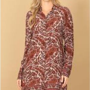 NWT Olivaceous Paisley Tunic Dress. SZ M
